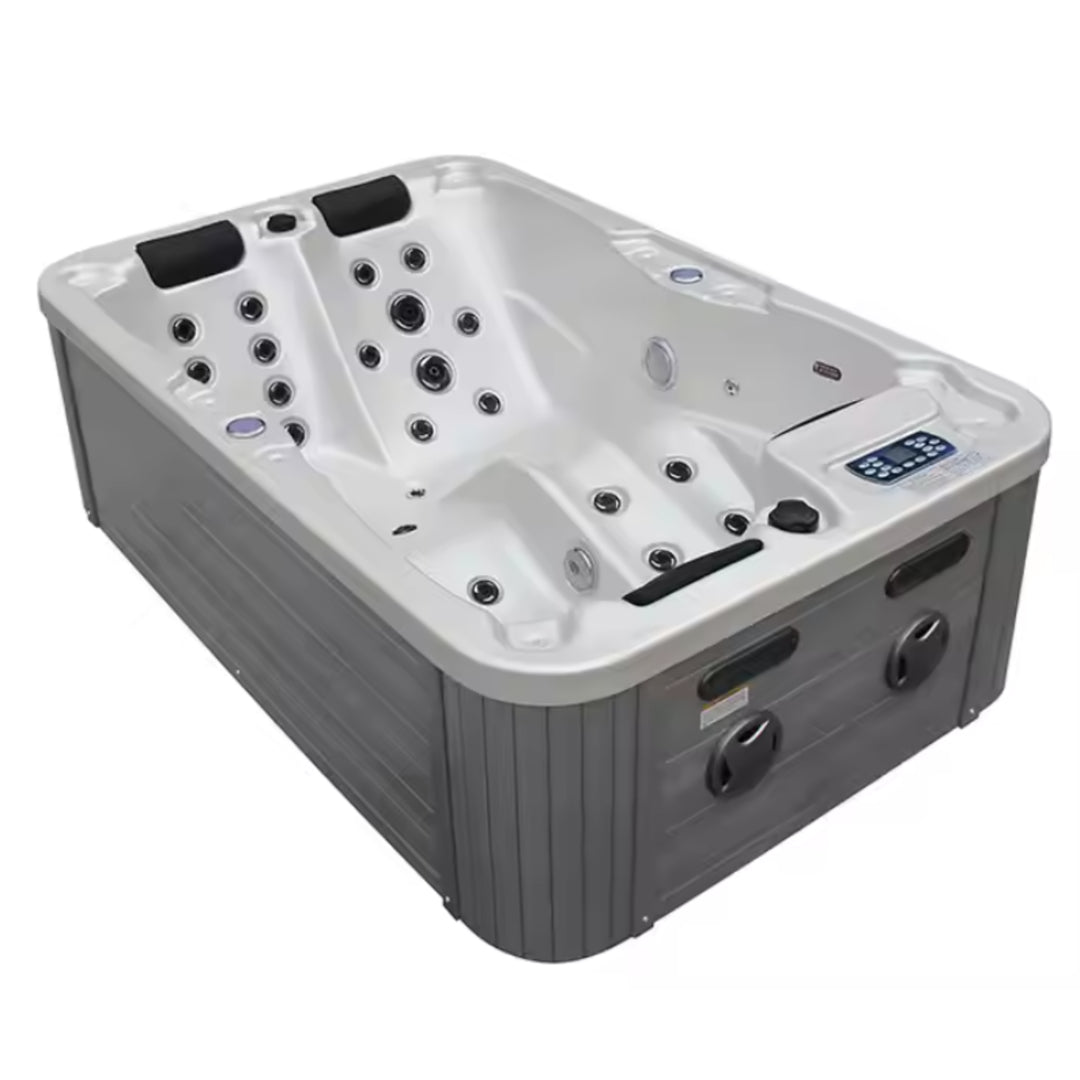 Four-Person Outdoor Hot Tub with Integrated Seating