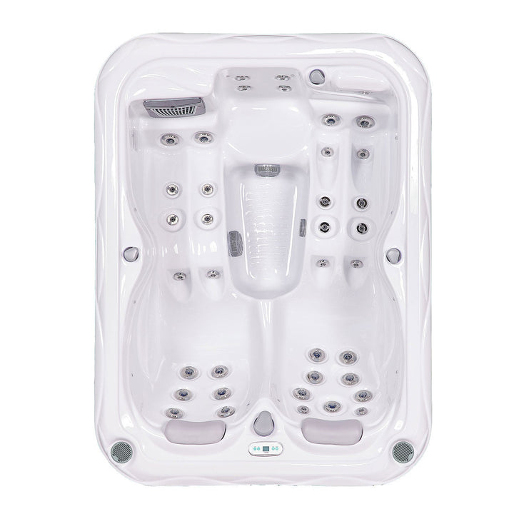Buenospa Atlanta hot tub - top view showing 37 jets and dual reclining lounges